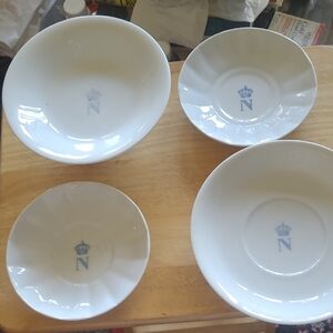 Antique  1877 Napoleon III  White Porcelain China with Blue Crown Accent